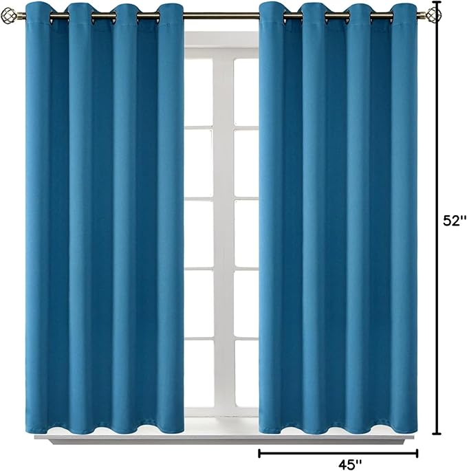 BGment Blackout Curtains - Grommet Thermal Insulated Room Darkening Bedroom and Living Room Curtains, Set of 2 Panels (52 x 45 Inch, Steel Blue)