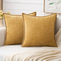 MIULEE Pack of 2 Couch Throw Pillow Covers 20x20 Inch Gold Farmhouse Decorative Pillow Covers with Stitched Edge Soft Chenille Solid Dyed Fall Pillow Covers for Sofa Bed Living Room