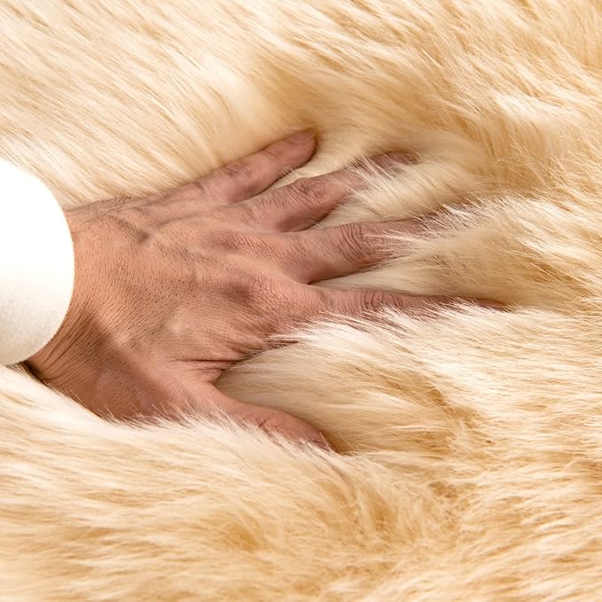 MIULEE Luxury Super Soft Fluffy Area Rug Faux Fur Cloud Shape Rug Decorative Plush Shaggy Carpet for Bedside Sofa Floor Nursery 2 x 3 Feet, Light Yellow
