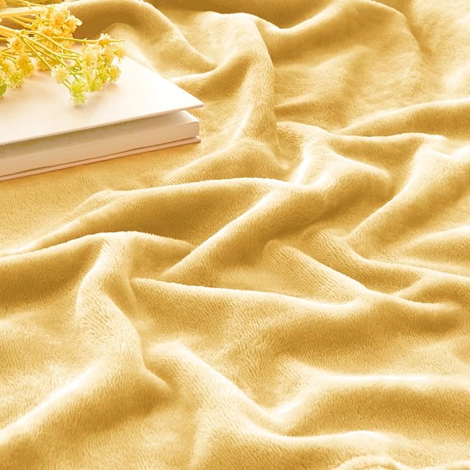 BEDELITE Fleece Blanket Cream Yellow Throw Blankets for Couch & Bed, Luxury Plush Cozy Fuzzy Blanket 50" x 60", Super Soft Warm Lightweight Throw Blanket for Travel Camping