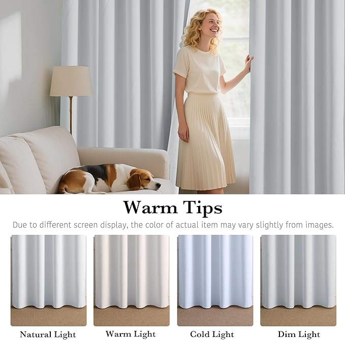 RYB HOME White 100% Blackout Curtains, Thermal Insulated Heat & UV Blocking Total Room Darkening Privacy Drapes for Bedroom Dining Living Room, Width 34 by Length 72, White, 2 Panels