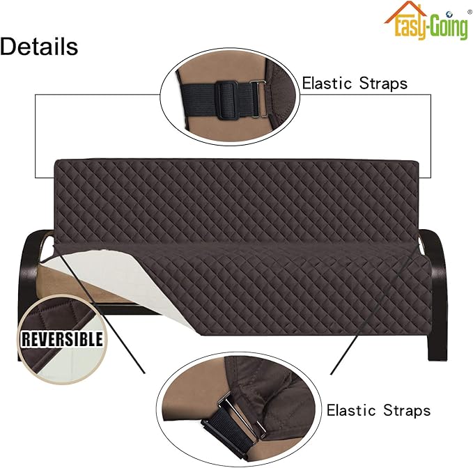 Easy-Going Futon Sofa Slipcover Reversible Sofa Cover Armless Cover Furniture Protector Couch Cover Water Resistant Pets, Kids, Children, Dog, Cat Chocolate/Ivory