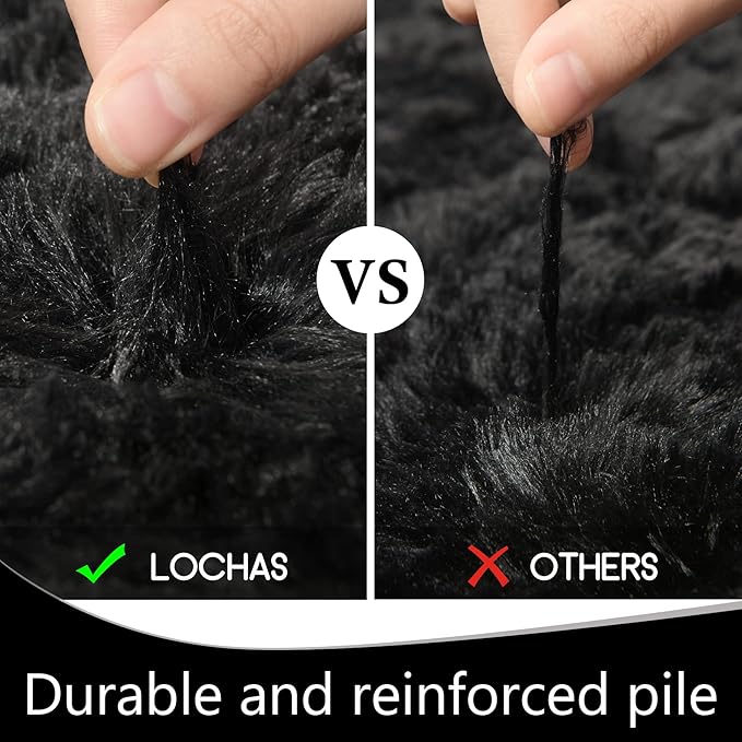 LOCHAS Ultra Soft Indoor Modern Area Rugs Fluffy Living Room Carpets for Children Bedroom Home Decor Nursery Rug 2x4 Feet, Black