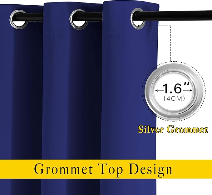 NICETOWN Blackout Window Curtains for Bedroom - Grommet Top Room Darkening Thermal Insulated Solid Vertical Drapes for Flat/Apartment (2 Panels, 46 x 63 Inch, Navy Blue)