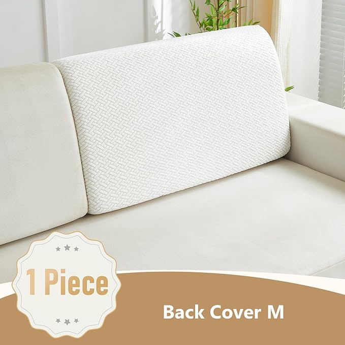 Couch Cushion Covers for Sofa Couch Covers Wear-Resistant Universal Sofa Cover Washable Stretch for Sectional Slipcovers (Texture-Cream White,Back Cover M)