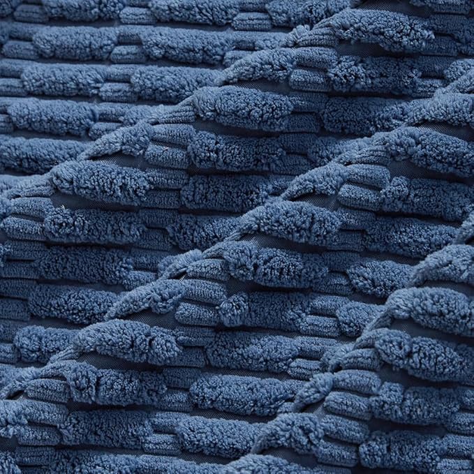 Fancy Homi 4 Packs Dusty Blue Decorative Throw Pillow Covers 24x24 Inch for Living Room Couch Bed Sofa, Rustic Farmhouse Boho Home Decor, Soft Plush Striped Corduroy Square Cushion Case 60x60 cm