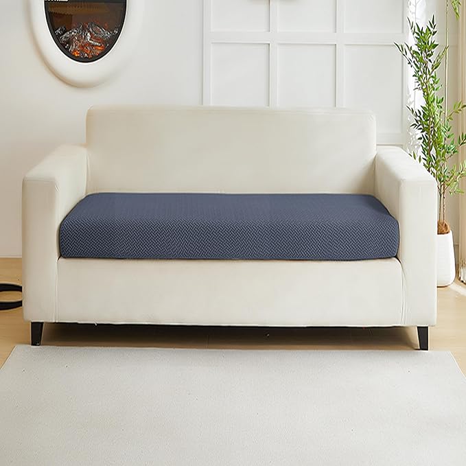 Couch Cushion Covers for Sofa Couch Covers Wear-Resistant Universal Sofa Cover Washable Stretch for Sectional Slipcovers (Texture-Gray Blue,Large Double Seat Cover)