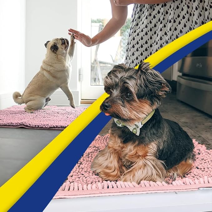 Muddy Mat® | Super Absorbent Door Mat Indoor, Microfiber Quick Dry Chenille Entryway Rug, Non-Slip Front Door Mat, Indoor Mats for Entryway, Machine Washable Pet Rug, Pink 19"x30"