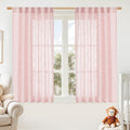 LAMIT Pink Linen Curtains 54 Inch Length 2 Panels, Light Filtering Panels Back Tab and Rod Pocket Neutral Drapes for Kids Room/Window/Bedroom, 52 x 54 Inch