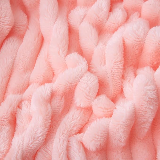Valentines Day Decorations Light Pink Fleece Throw Blanket 50”×60” for Couch Sofa Bed,Super Soft Cozy Plush Microfiber Flannel Blanket with Stripes Design Lightweight for Adults,Woman,Girls