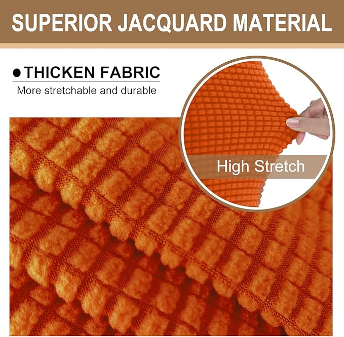 U-NICE HOME Stretch Futon Cover Armless Bed Slipcover - Soft Jacquard Fabric Washable for Pet Friendly, Orange