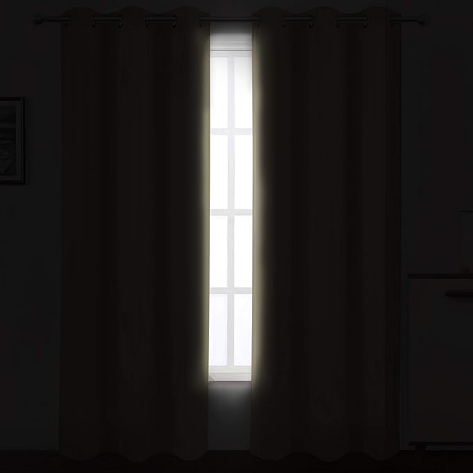 LEMOMO Beige Thermal Blackout Curtains/38 x 84 Inch/Set of 2 Panels Room Darkening Curtains for Bedroom