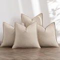 MIULEE Beige Linen Pillow Covers Pack of 4 Decorative Natural Solid Throw Pillow Covers Soft Accent Boho Farmhouse Couch Pillowcases Modern Spring Home Decors for Living Room Bed Sofa 18x18 Inch