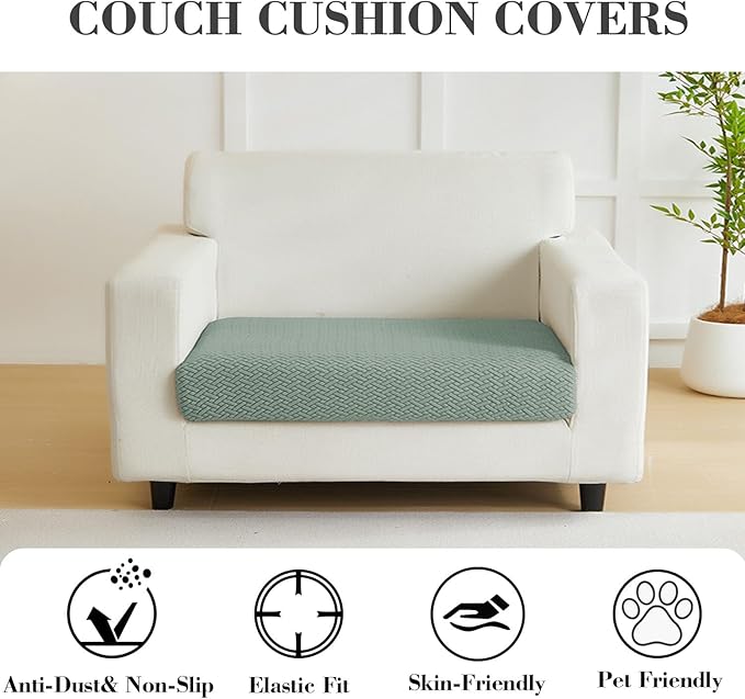 Sofa Covers Couch Covers for Sofa Pet Friendly Couch Cushion Covers Universal Sofa Covers Washable Stretch Slipcovers for Sectional Sofa (Texture Green,Extra Large Single Seat Cover)