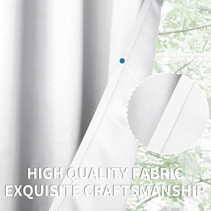 BGment Room Darkening Curtains for Bedroom - Grommet Thermal Insulated Window Treatments Light Blocking Curtains for Living Room, Set of 2 Panels, Each 46 x 63 Inch, Pure White