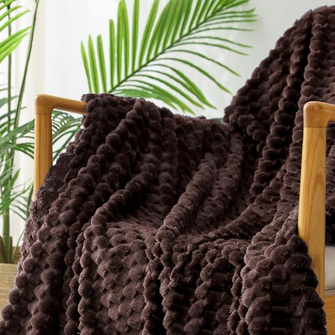 Exclusivo Mezcla Fleece Queen Blanket for Bed, Extra Large Fuzzy Coffee Bed Blankets, Soft Cozy Plush Sofa Throws for All Seasons, 90x90 Inches