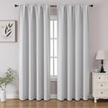 CUCRAF Grayish White Blackout Curtains 84 inch Length 2 Panels Set, Rod Pocket Room Darkening Drapes for Bedroom Living Room, Insulated Thermal Light Blocking Window Curtain (W52 x L84 Inch)
