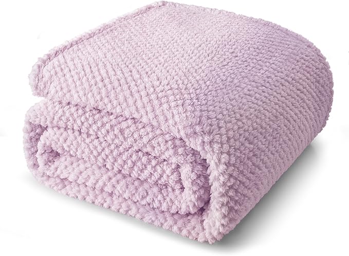 Whale Flotilla Queen Size Fuzzy Fleece Blanket for Bed, 90x90 Inch Fluffy Warm Soft Jacquard Blankets for All Season, Lightweight and Cozy, Lilac