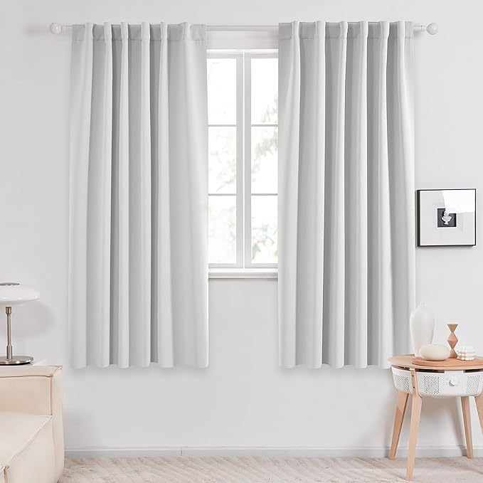 Deconovo Back Tab and Rod Pocket Curtains Blackout Curtains Thermal Insulated Room Darkening Curtains for Bedroom 52Wx63L Inch Platinum 2 Panels