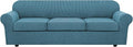 4 Piece Stretch Sofa Covers for 3 Cushion Couch Covers for Living Room Furniture Slipcovers (Base Cover Plus 3 Seat Cushion Covers) Upgraded Thicker Jacquard Fabric (XL Sofa, Storm Blue)