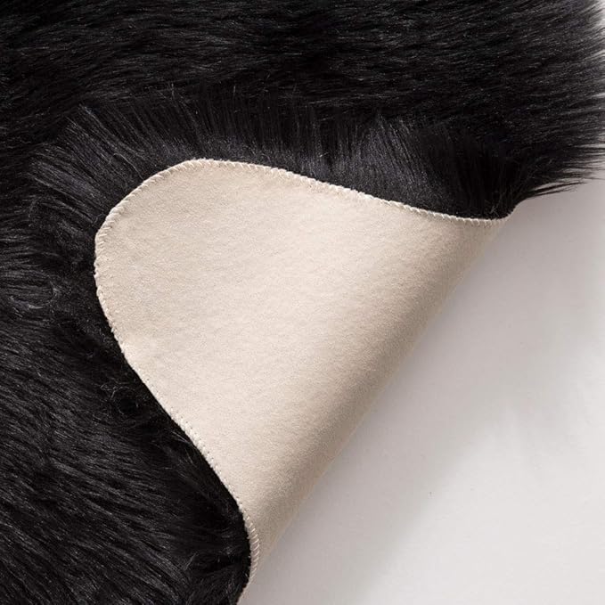 MIULEE Luxury Super Soft Fluffy Area Rug Faux Fur Sheepskin Rug Decorative Plush Shaggy Carpet for Bedside Sofa Floor Nursery Halloween 3 x 5 Feet, Black