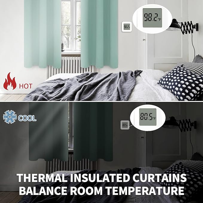 BGment Blackout Curtains - Grommet Thermal Insulated Room Darkening Bedroom and Living Room Curtains, Set of 2 Panels (38 x 45 Inch, Frosty Green)