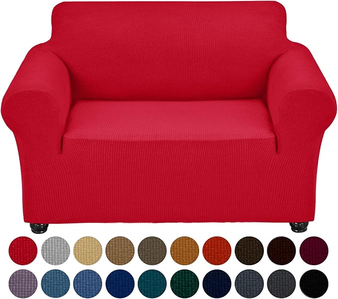 Joccun Stretch Chair Couch Cover,1-Piece Sofa Slipcover Spandex Jacquard Fabric Sofa Covers with Elastic Bottom,Washable Furniture Protector for Dogs,Cats,Kids(Armchair,Ruby)