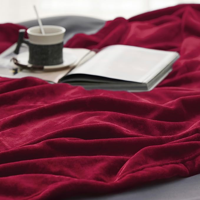 Bedsure GentleSoft Fleece Blankets King Size Burgundy - Bed Blanket Soft Lightweight Plush Cozy Fuzzy Luxury Microfiber, 108x90 inches