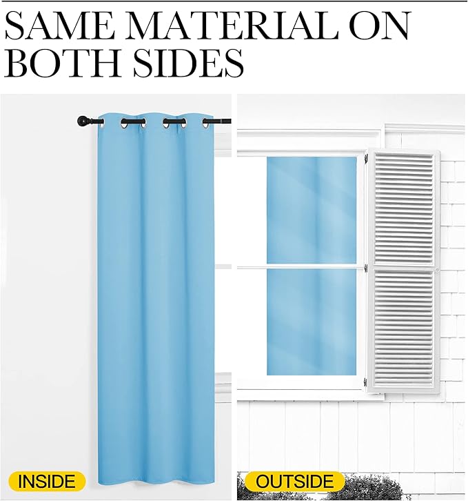 NICETOWN Blue Room Darkening Panels - Nursery & Infant Care Drapes, Extra Long 95 inches Length Curtains for Patio Door/Dining Room (2 Pieces, 42 inches Wide)