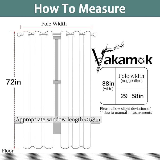 Yakamok Grommet Room Darkening Thermal Insulated Blackout Curtains Window Panels for Bedroom Width 38 Inch by Length 72 Inch Dark Grey Two Curtain Panels