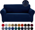 Joccun Stretch Loveseat Couch Cover Slipcover, 1-Piece Sofa Cover for 2 Cushion Couch Spandex Jacquard Washable Furniture Protector Cover for Living Room,Kids,Pets（Loveseat,Navy）