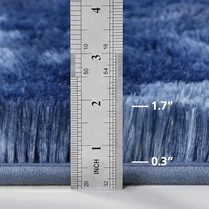 Deerhoo Large Shag Area Rugs 6 x 9, Plush Fuzzy Rugs for Living Room, Ultra Soft Fluffy Furry Rug for Bedroom, Indoor Carpet Nursery Rugs for Kids Room Home Decor, Tie-Dyed Navy Blue