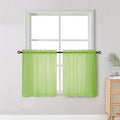 OWENIE Short Lime Sheer Curtains 30 Inch Length 2 Panels Set, Kitchen Curtains Tiers Light Filtering Rod Pocket Cafe Curtain for Basement Bathroom Small Half Window, 42" W x 30" L, Lime