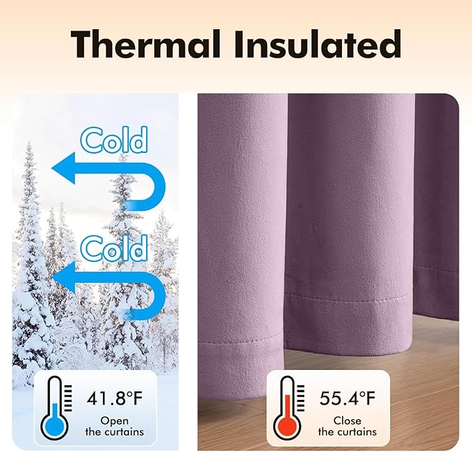 MIULEE Velvet Curtains Lavender Light Purple Elegant Grommet Thermal Insulated Soundproof Room Darkening Curtains/Drapes for Classical Living Room Bedroom Decor 52 x 108 Inch Set of 2
