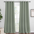 NICETOWN Sage Green Blackout Curtains Panels for Bedroom, 2 Panels, 52 x 92 Inch, 3 Pass Microfiber Noise Reducing Thermal Insulated Solid Ring Top Blackout Window Drapes