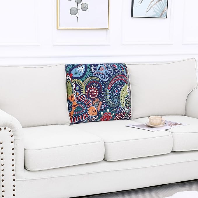 Smiry Printed Couch Cushion Covers, Stretch Soft Couch Covers for Sofa, Washable Non-Slip Sofa Slipcover Furniture Protector for Indoor and Outdoor (Backrest M, Blue Green)