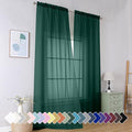 Simplebrand Hunter Green Sheer Curtains 96 Inches Long 2 Panels, Light Filtering Rod Pocket Solid Color Window Sheer Curtain Panels, Elegant Curtains & Drapes for Living Room, Bedroom, 42" W x 96" L