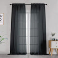 OVZME Black Sheer Curtains Dark Color Curtain Panels for Living Room, Light Reducing Sheer Curtains 108 inch Length 2 Panels Set Rod Pocket Window Panels