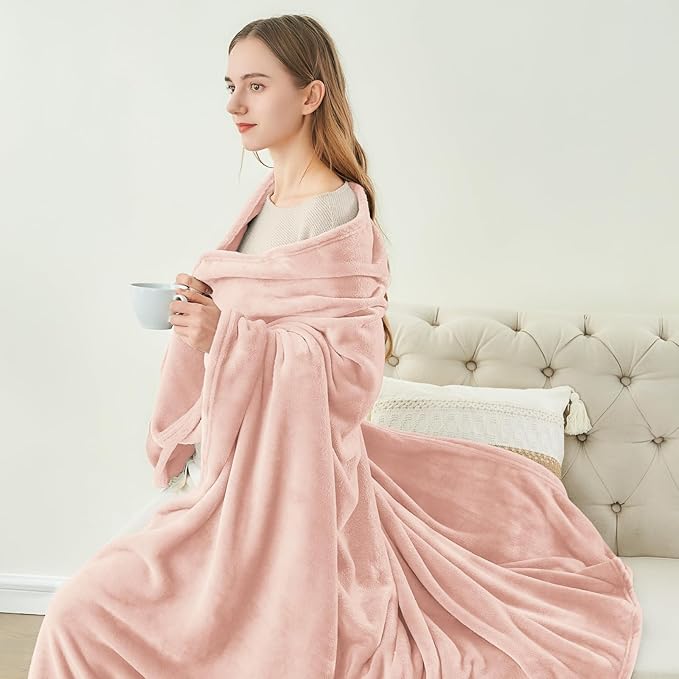 BEDELITE Fleece Blanket Twin Size Pink Morn Throw Blankets for Couch & Bed, Luxury Plush Cozy Fuzzy Blanket 60x80 inches, Super Soft Warm Lightweight Throw Blanket for Travel Camping