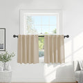 PONY DANCE Thermal Insulated Small Window Curtains Short Drapes for Nursery Bathroom Kitchen Laundry RV Basement, 29 inch Wide by 24 in Long, Biscotti Beige, 2 Panels
