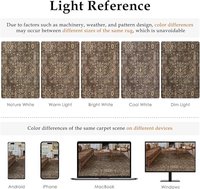 8x8 Washable Round Rug for Living Room Bedroom Vintage Brown Non Slip Carpet Traditional Retro Soft Low Pile Large Cirlce Rug for Dining Room Kitchen Office Indoor