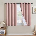 H.VERSAILTEX Linen Curtains 100% Blackout Curtains for Bedroom 45 inch Long Full Light Blocking Nature Linen Blended Window Curtains for Living Room Nickel Grommet (2 Panels, Heathered Baby Pink)