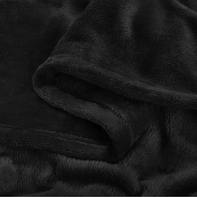 BEDELITE Fleece Blanket Black Full Blankets for Couch & Bed, Luxury Plush Cozy Fuzzy Blanket 84" x 90", Super Soft Warm Lightweight Throw Blanket for Travel Camping