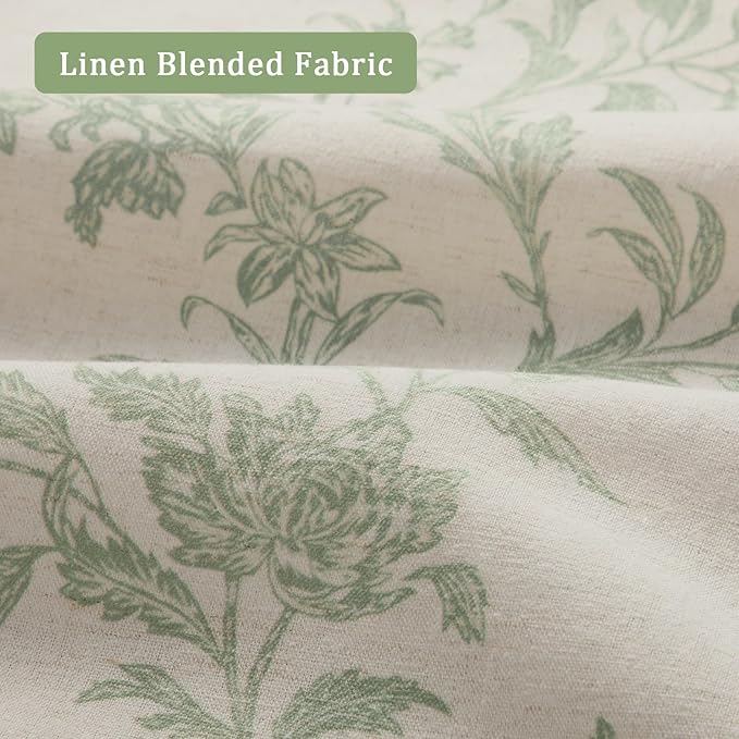 Floral Blackout Curtains Sage Green Printed Curtains Floral Blackout Curtains Farmhouse Boho Cottagecore Spring Curtains for Bedroom Modern Living Room