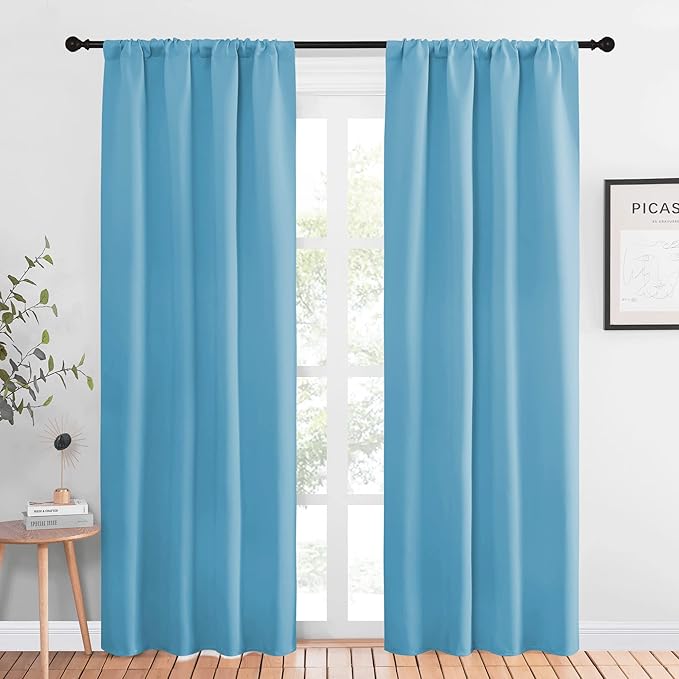NICETOWN Blackout Curtains Window Draperies - Window Treatment Thermal Insulated Solid Room Darkening Drapes for Bedroom (Teal Blue, Set of 2, 42 by 84 inches Long)