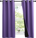 NICETOWN 100% Blackout Short Curtains with Black Liners, 2 Panels, 37" W by 50" L, Lilac Purple, Thermal Insulated Full Blackout 2-Layer Lined Drapes, Energy Efficiency Window Draperies for Bedroom