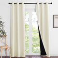 NICETOWN Living Room Completely Shaded Draperies, Privacy Protection & Noise Reducing Ring Top Drapes, Black Lined Insulated Window Treatment Blackout Curtain Panels (Beige, 2 Pieces, W37 x L84)