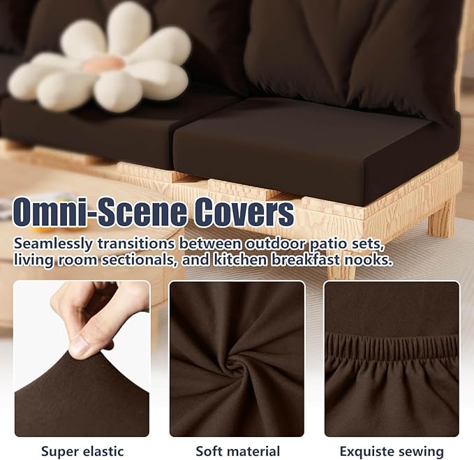 8Pcs Stretch Patio Cushion Covers, Outdoor Couch & Sofa Replacement Slipcovers for Patio Furniture Cushion Covers, Washable Reusable Furniture Protector