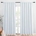 NICETOWN Bedroom Window Curtain Panels - Window Treatment Thermal Insulated Rod Pocket Room Darkening Curtains/Drapes for Patio Door (Greyish White, 2 Panels, 70 in x 95 in (W x L))