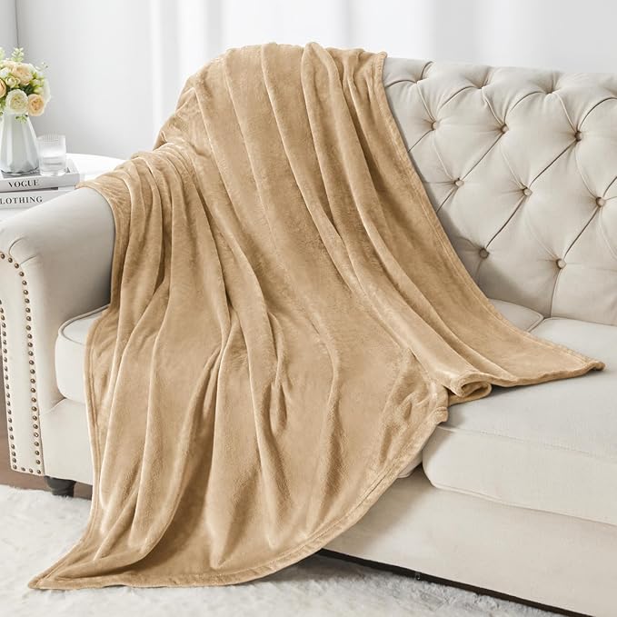 BEDELITE Fleece Blanket Twin Size Light Camel Throw Blankets for Couch & Bed, Luxury Plush Cozy Fuzzy Blanket 60x80 inches, Super Soft Warm Lightweight Throw Blanket for Travel Camping